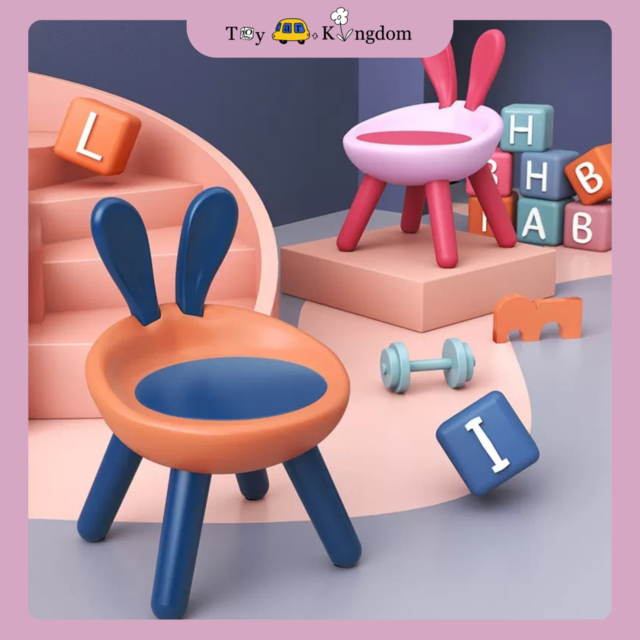 Baby Chair/Stool With Backrest Kids Bunny Cartoons PP(Plastic) Rabbit ...