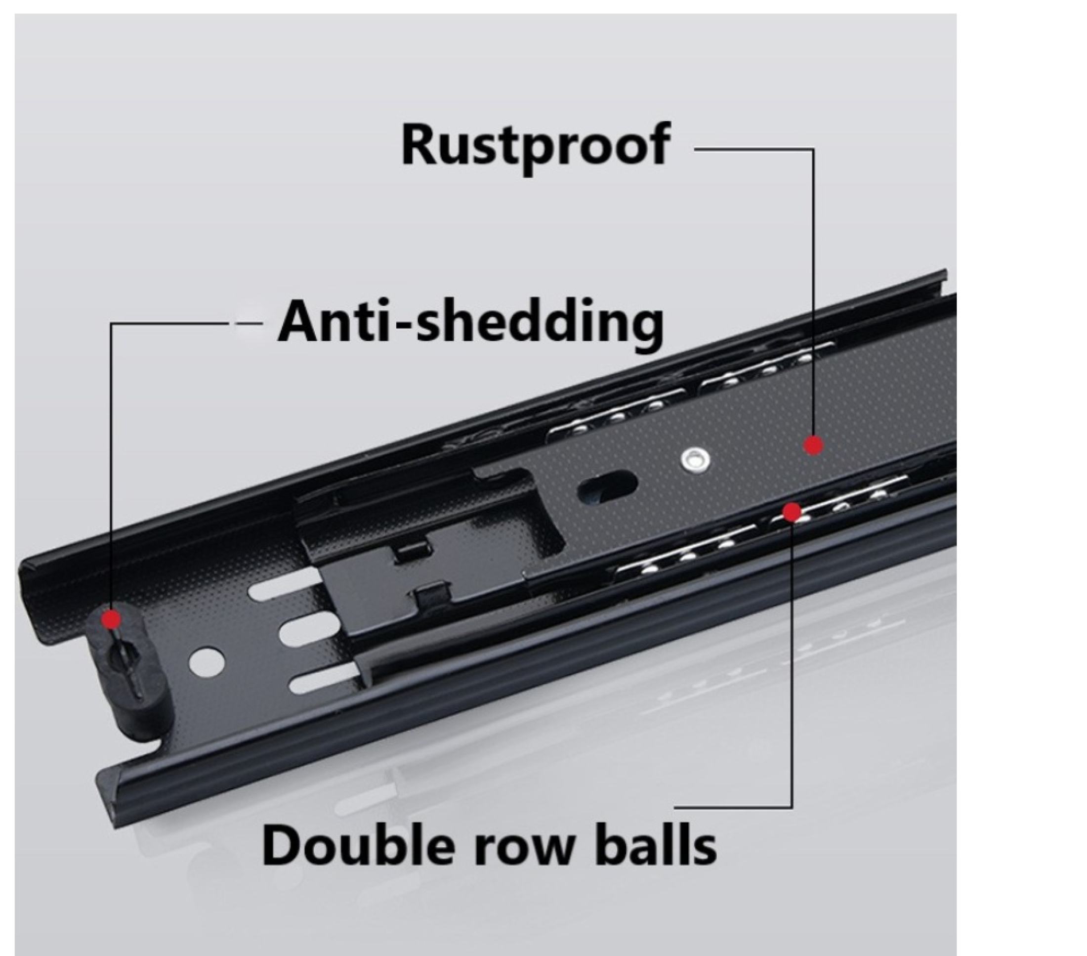 Drawer Guide Full Extension Ball Bearing Heavy Duty Steel Slide 3 Fold ...