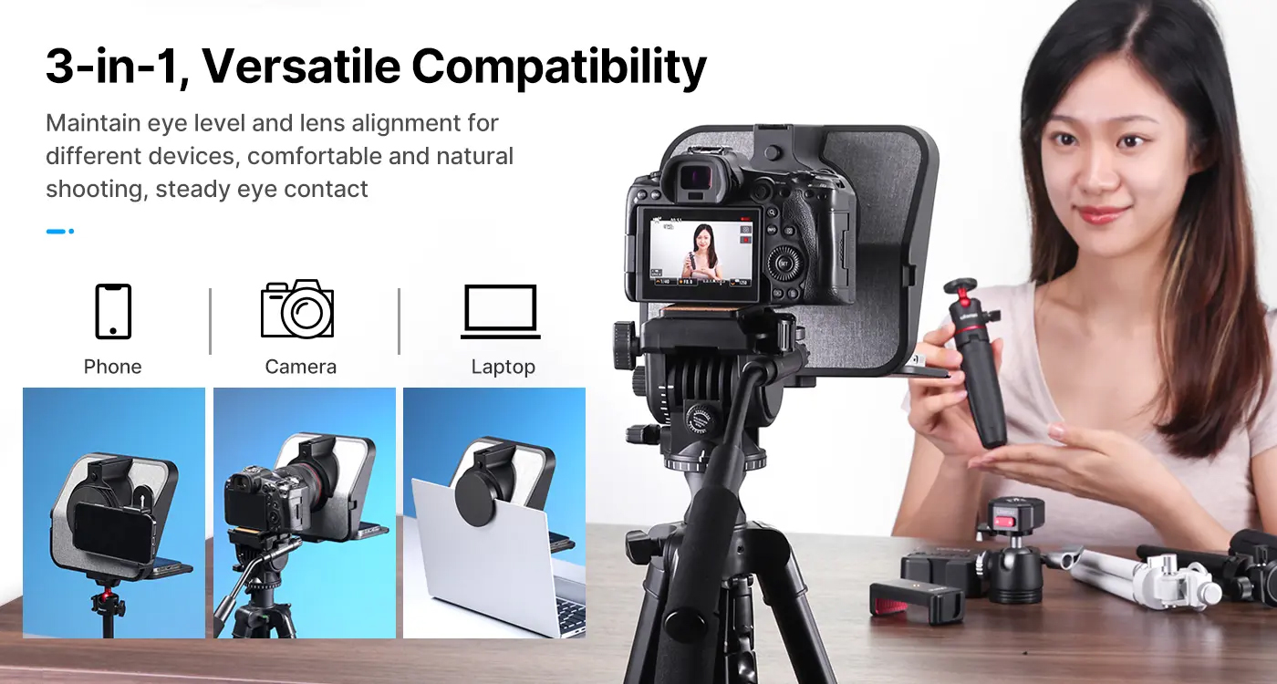 Ulanzi RT02 Universal Teleprompter for Smartphone & Tablet with ...
