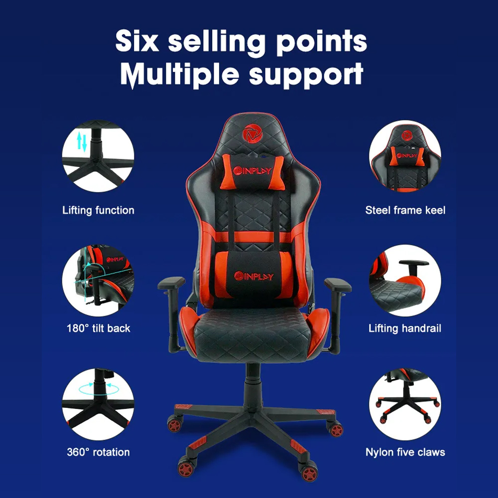 EasyPC| Inplay Race X5-B/X5-R Gaming Chair Leather Black and Red ...