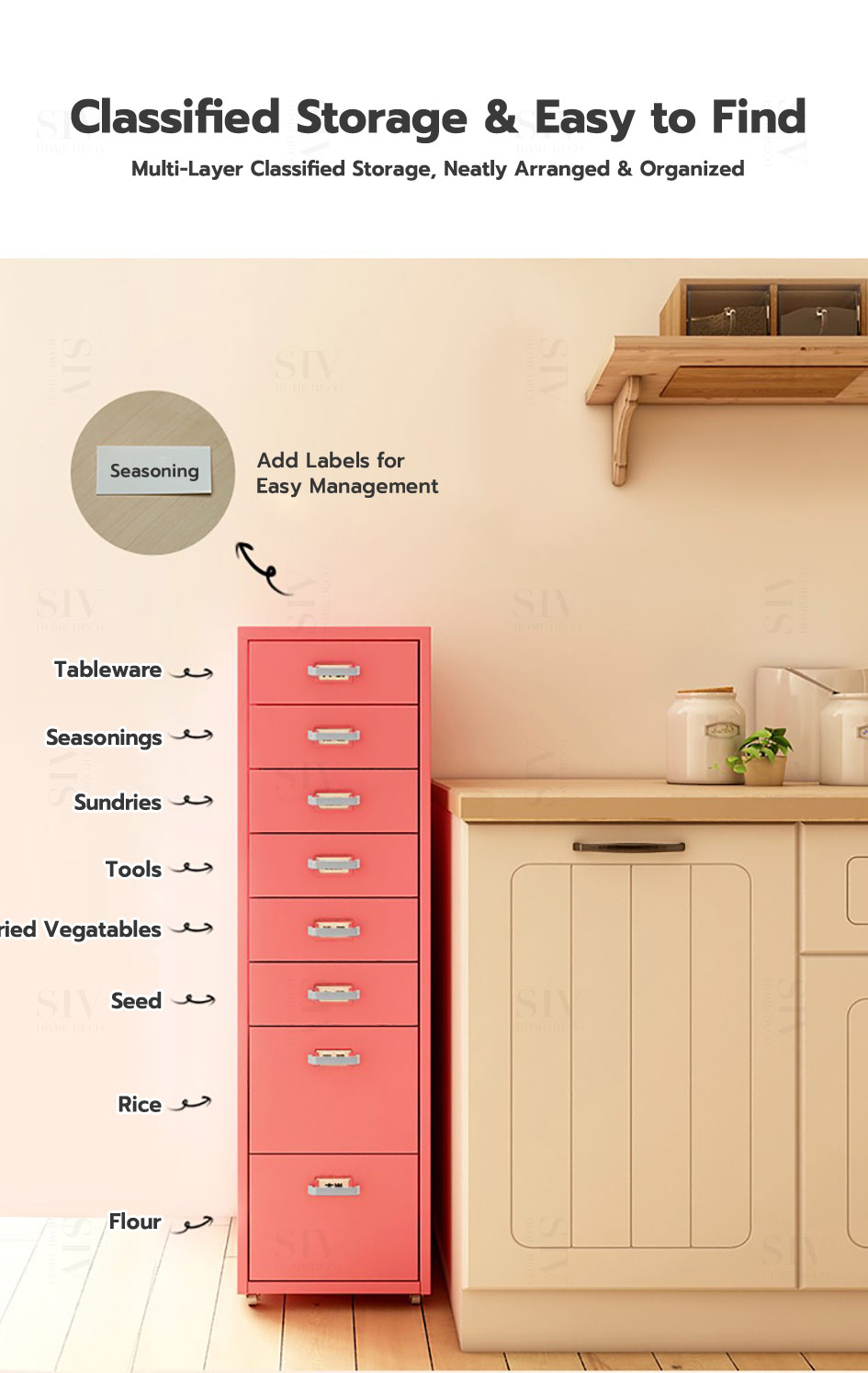 SIV 3-8 Layer Metal File Storage Cabinet Steel Filing Cabinet With ...