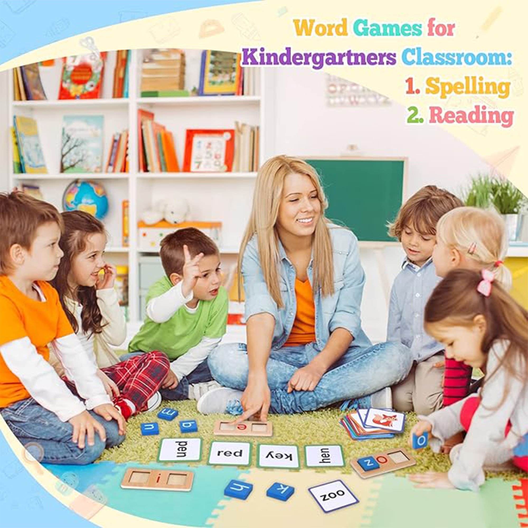 Wooden Short Vowel Reading Letters Sorting Spelling Games Sight Words ...