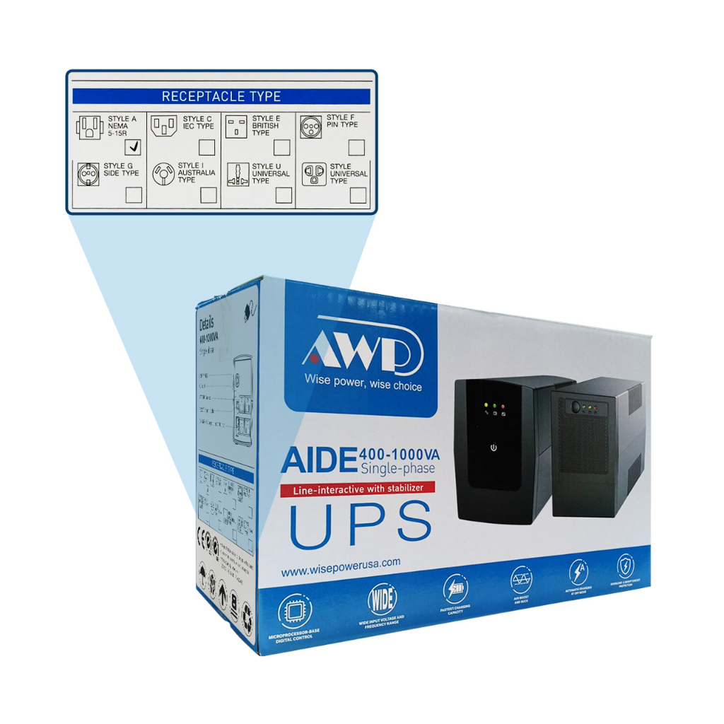 Ipason AWP AID650 Aide 390W 650VA UPS With AVR Uninterruptible Power