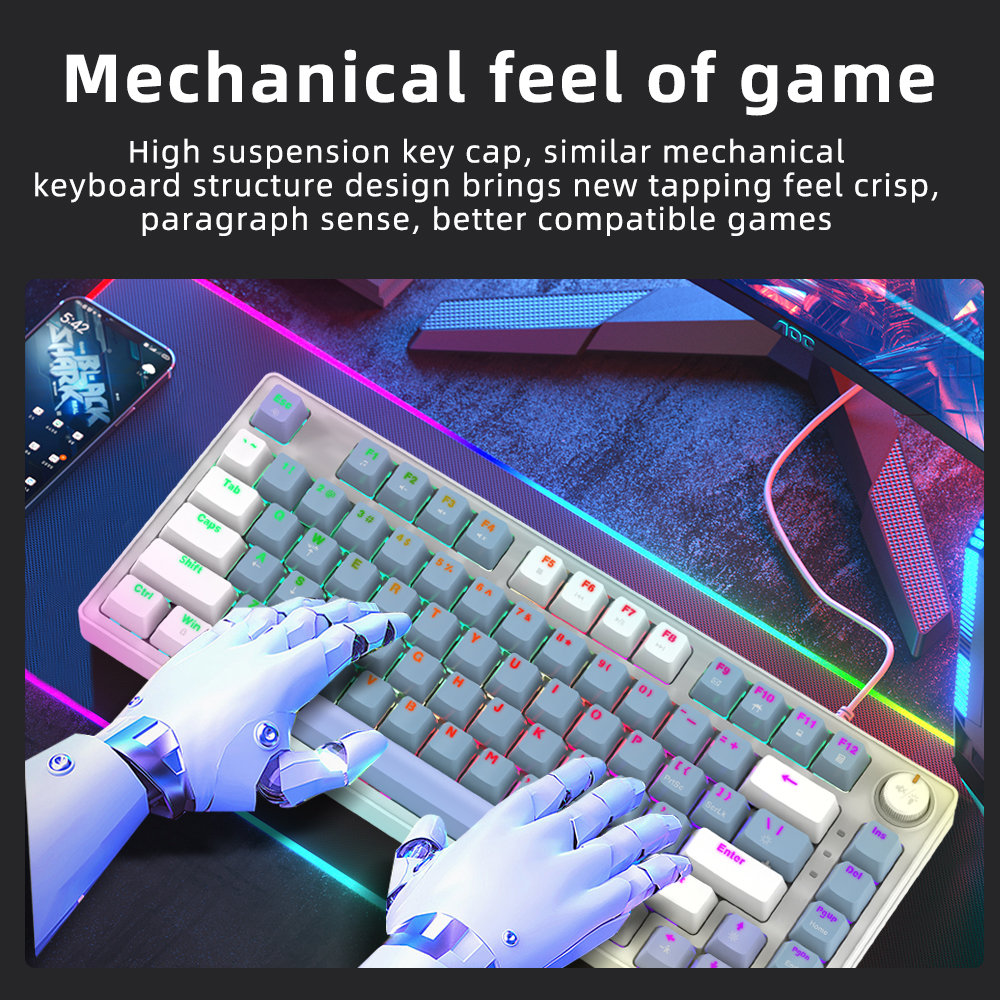 Zeus Hot Swappable Mechanical Gaming Keyboard Wired 82 Keys Color ...