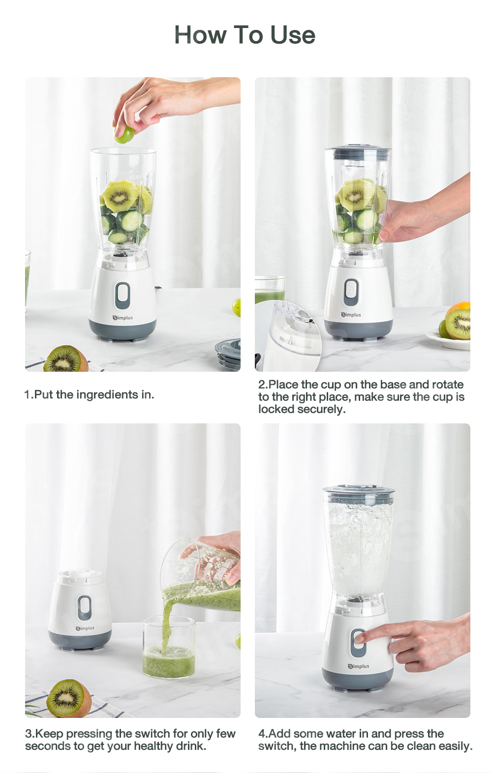 Simplus Blender Food Processor Juice Blender for Fruit and Vegetables ...