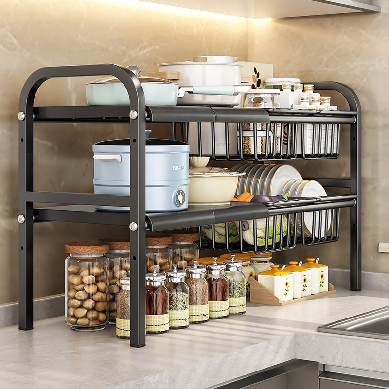 Under Sink Organizer Rack Adjustable Kitchen Storage Rack 2 tier