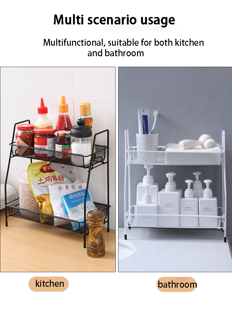 Double layered spice rack kitchen organizer storage rack desktop ...