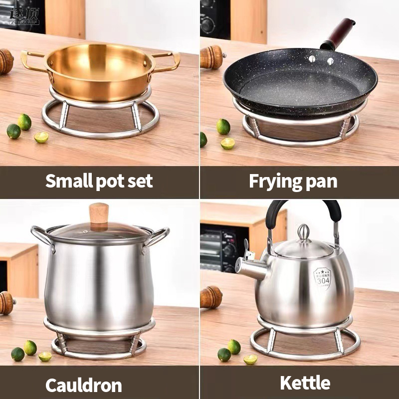 Nipiin Stainless Steel Kitchen Pot Rack Stand Round Wok Rack Double ...
