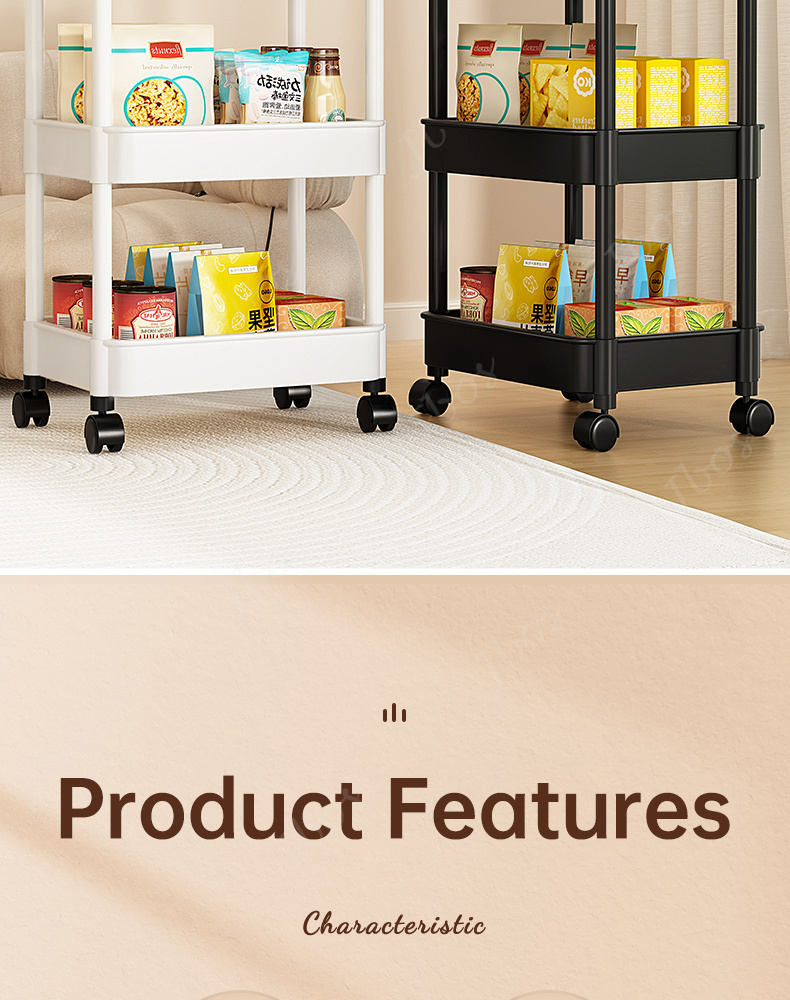 Yowxii 2/3/4 Layer Trolley Cart Organizer Storage Shelf Moving Rack ...
