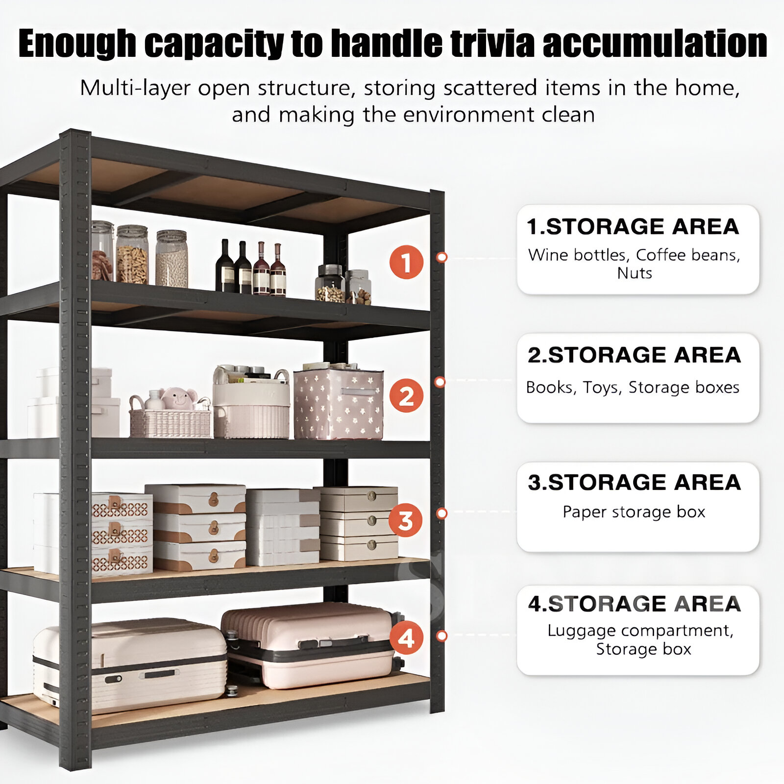 Adjustable Height Steel Rack Metal Boltless Rack 6 Layer Heavy Duty ...