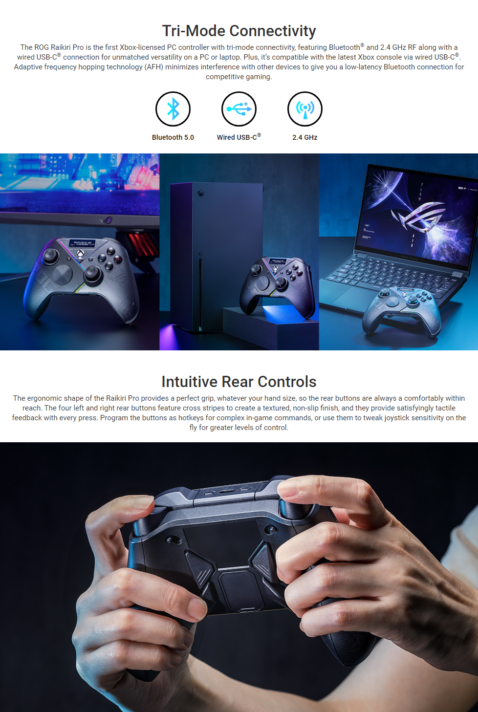 Asus ROG Raikiri Pro Built-in OLED Display ,Tri-mode Connectivity, PC ...