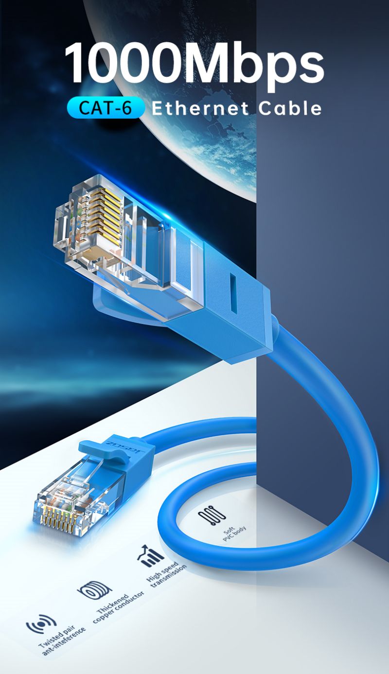 Jasoz Cat6 Lan Cable RJ45 Ethernet 1000Mbps Network Cat6E UTP Lan Cable ...