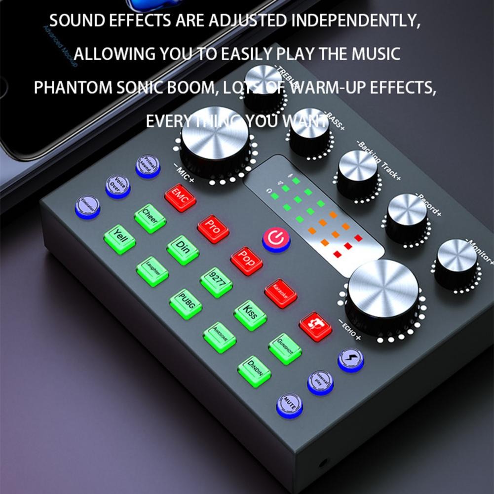 V8s Sound Card Live Singing Equipment Audio Mixer Streaming Bluetooth ...