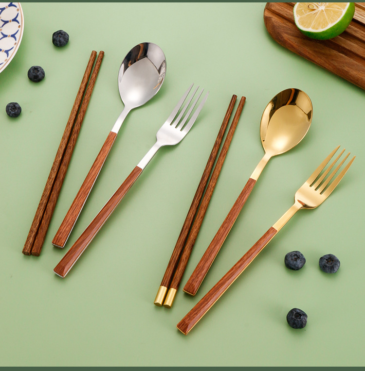 Stainless Steel Portable Tableware Set Fork Spoon Chopsticks Three ...