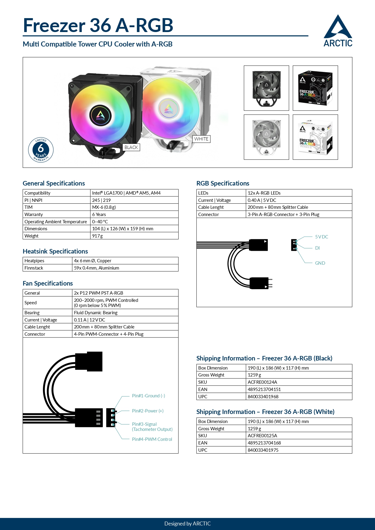 Arctic Freezer 36 Series Multi Compatible Tower CPU Cooler Intel & AMD ...