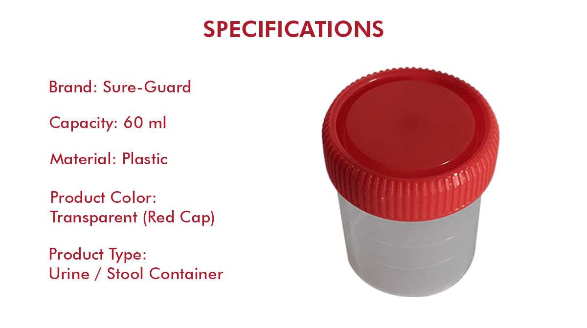 Sure-Guard Sterile Urine/Stool Container (60mL) | Transparent, Screw-on ...