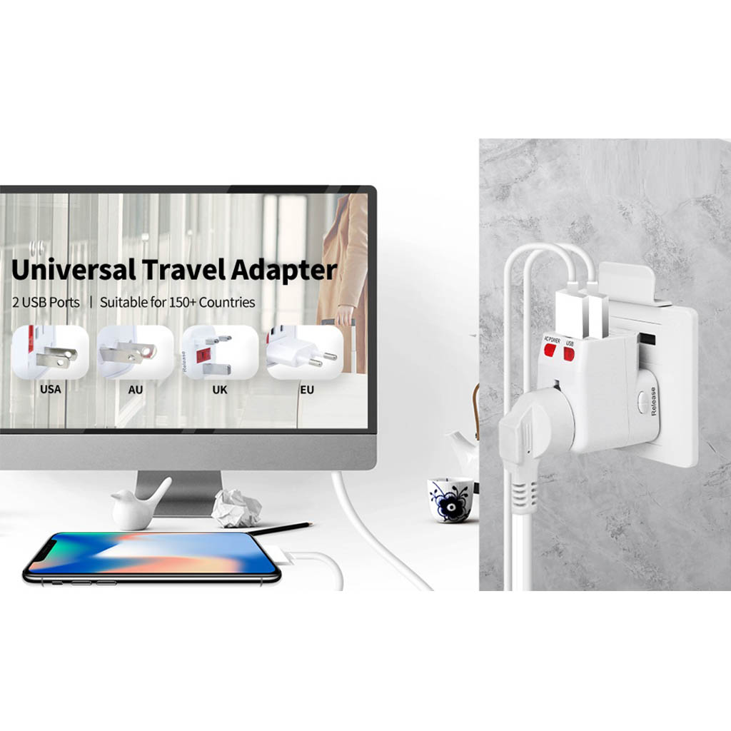 Universal Plug All in One Travel Adapter Converter With Dual USB Port ...