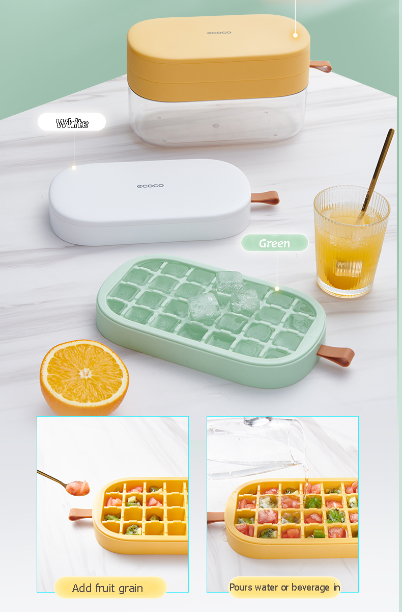 Ecoco Ice Molder Plastic with Bucket and Scoop Ice Cube Tray for ...