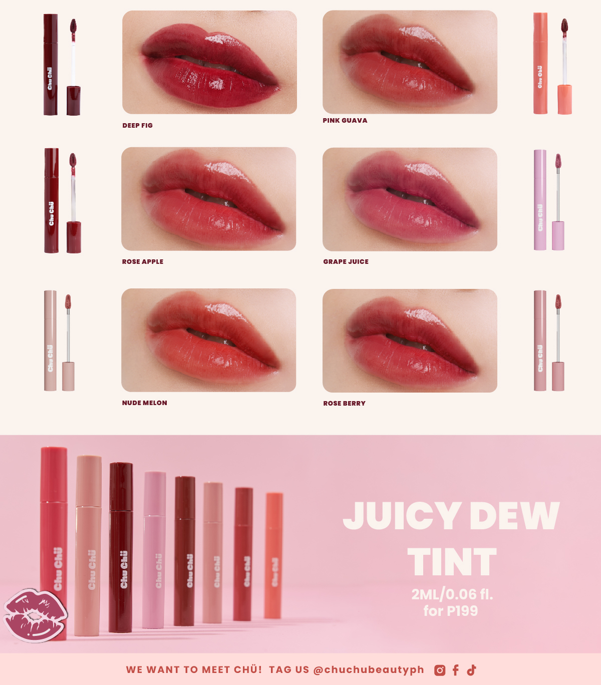 Chu Chu Beauty Juicy Dew Tint In Deep Fig with Box | Shopee Philippines