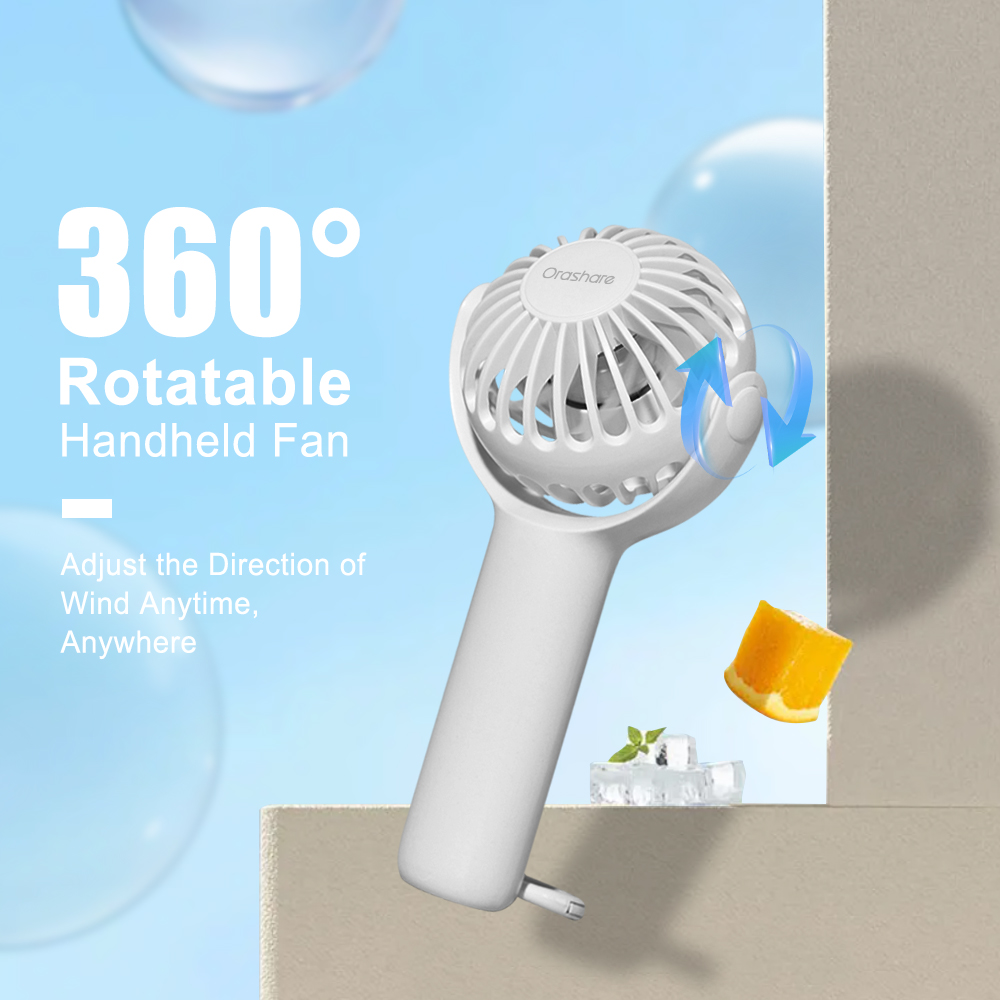 Orashare Hf02pro Mini Fan Rechargeable 1500mah Battery 360° Rotatable 