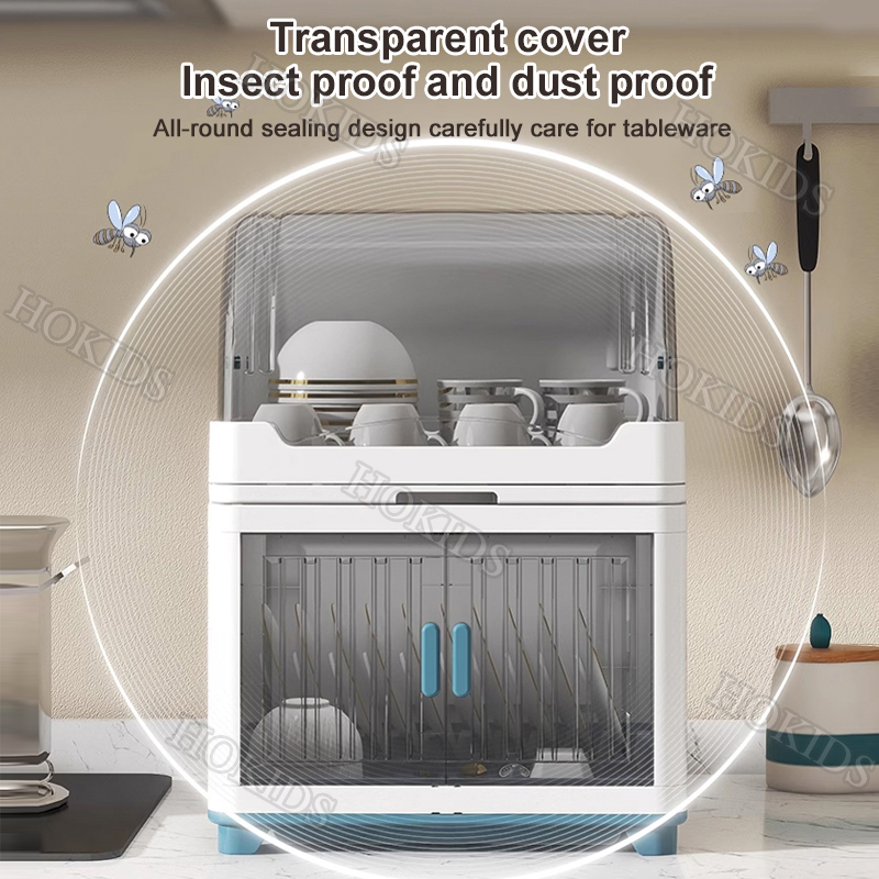 kitchen Dish Rack Organizer Cabinet with cover Tableware Container ...