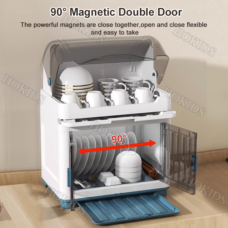 kitchen Dish Rack Organizer Cabinet with cover Tableware Container ...
