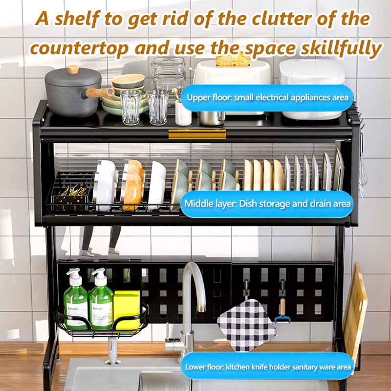 Metallic Dish Cabinet Rack Dish rack kitchen organizer Dish Drainer ...