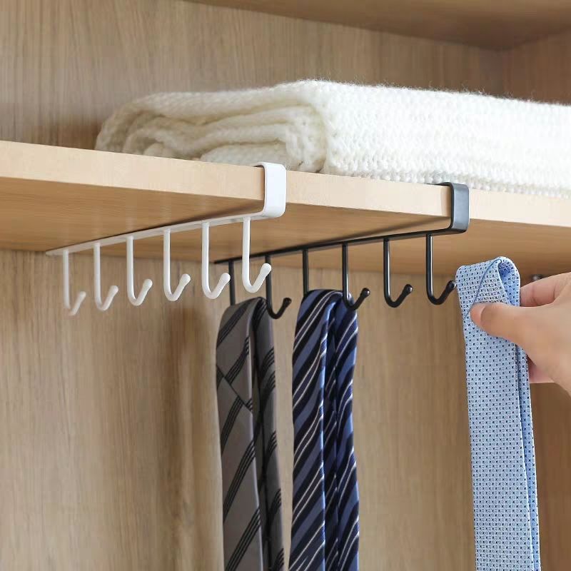 Premium Shelf Storage Hooks For Clothes & Kitchen - 2 Pack Wardrobe Organizer Cup Mug Holder Space Saving