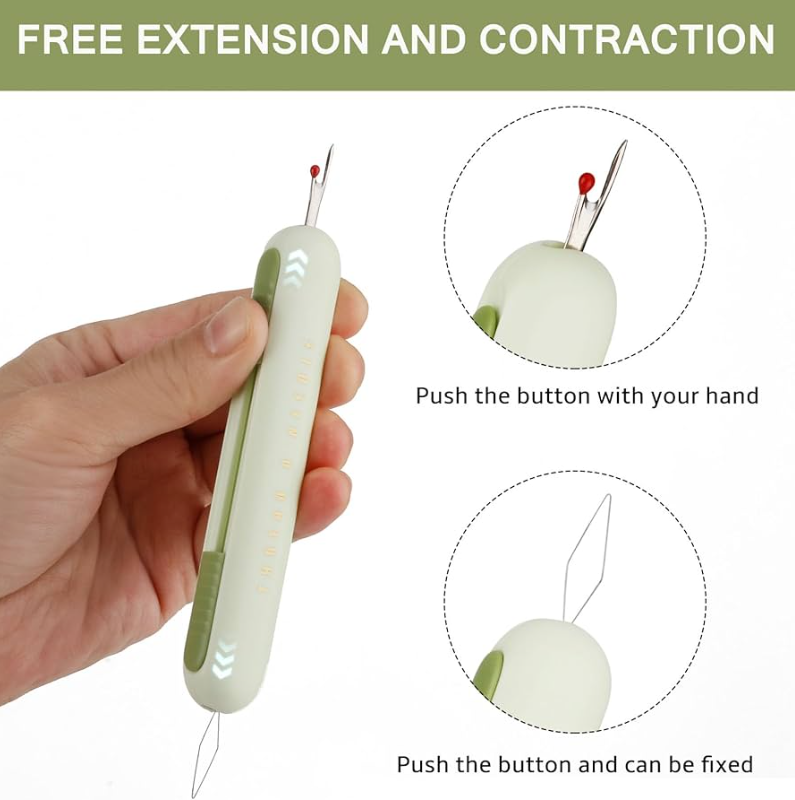 2 in 1 Needle Threader Seam Ripper, Upgraded Threading and Seam Remover ...