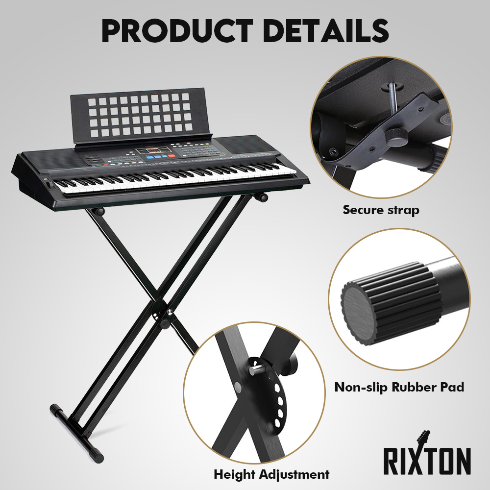 RIXTON Keyboard Portable Stand X-type Folding Piano Keyboard Rack Metal ...