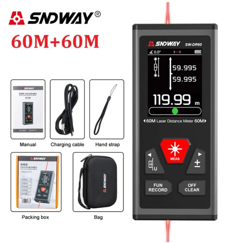 SNDWAY Dual Rechargeable Laser Distance Magnetic Meter with ...