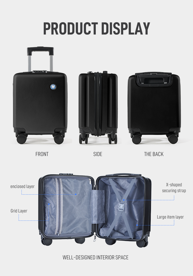 Freebird 14 inch luggage travel portable suitcase with pulley for ...