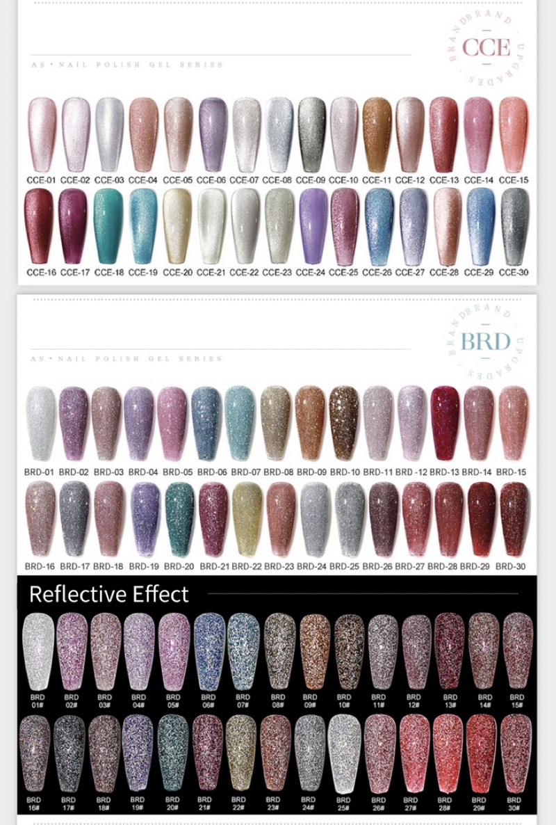 AS 30colors a set with chart board broken diamond reflective cat eye ...
