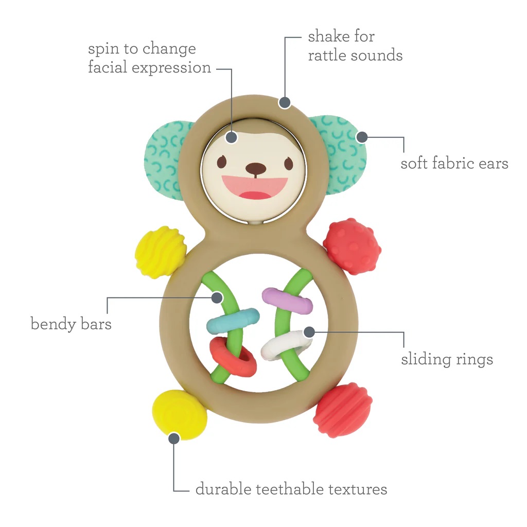 INFANTINO BUSY LIL' SENSORY RATTLE (MONKEY) | Rattle | Age grade: 3 ...