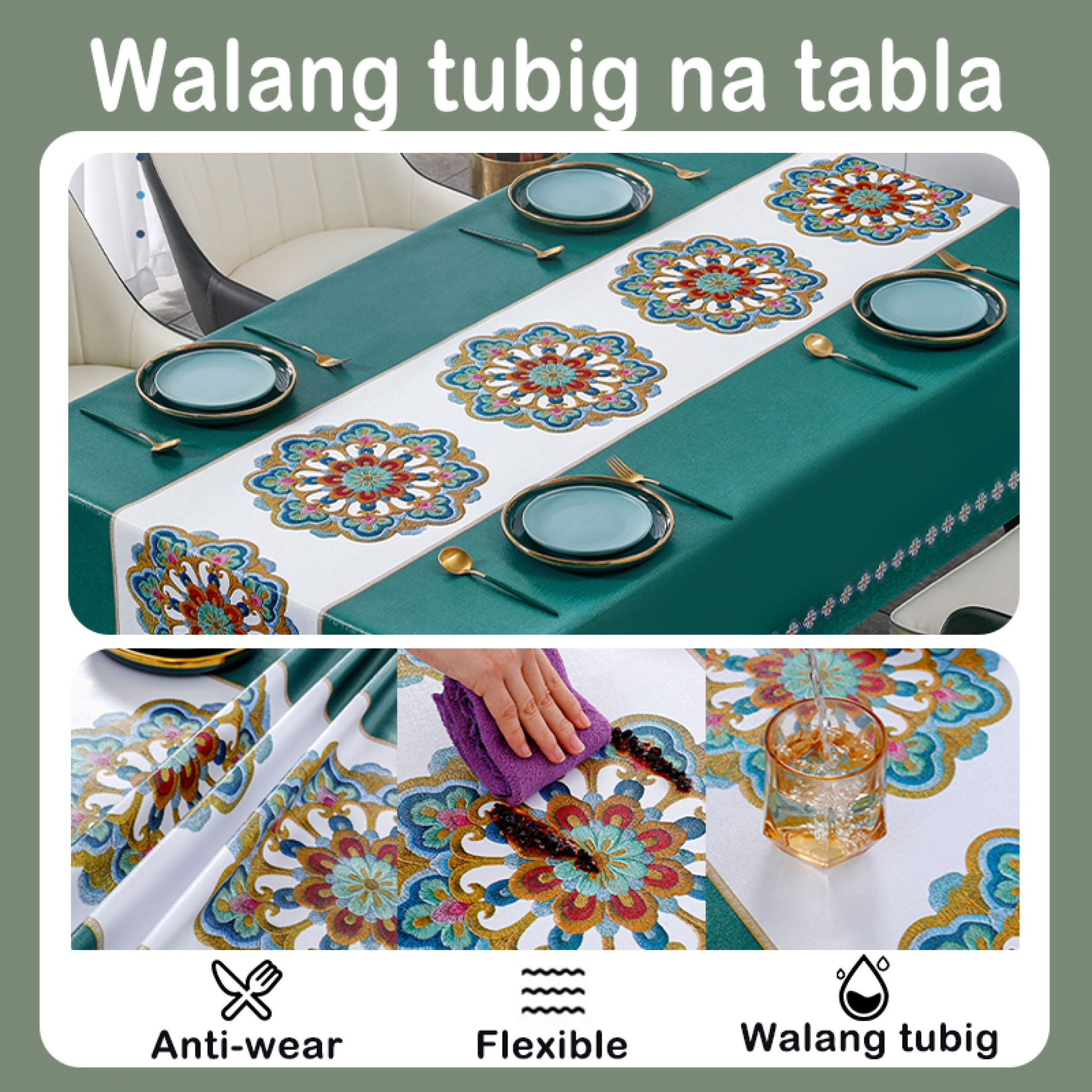 Eone Home PVC Table Cover WaterProof Picnic Cloth Food Cover For Table ...