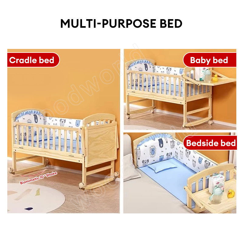 7in1 Baby Crib Solid Wood Crib For Baby Rocker Crib with Mosquito ...