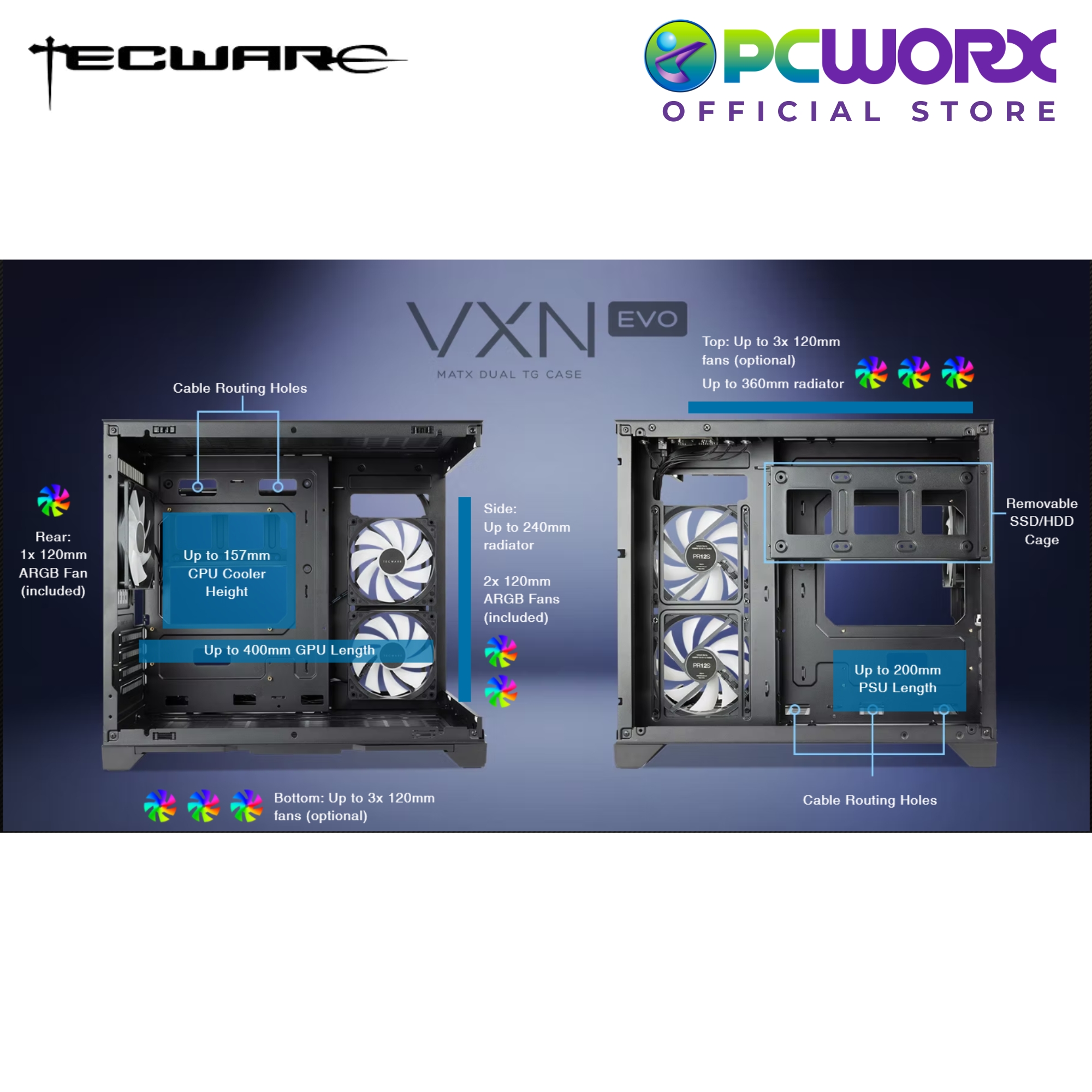 TECWARE VXN EVO 120MM MATX WHITE / BLACK | Shopee Philippines