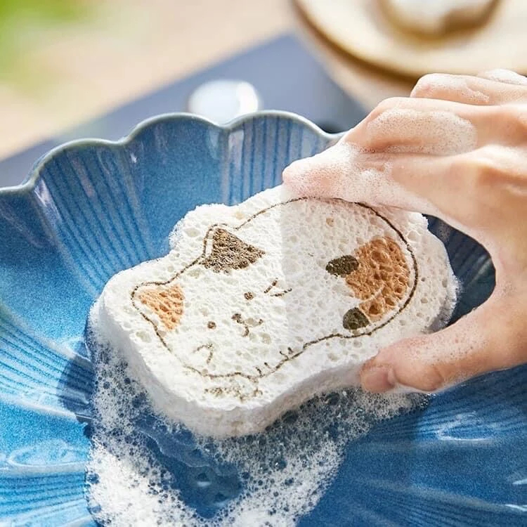 Green Moon Wood Pulp Magic Sponge Dishwashing Sponge Kitchen Cleaning ...