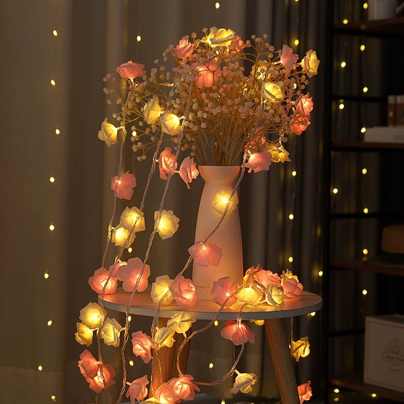3/6M LED Rose String Lights Battery Operated Rose Lamp Fairy Light for ...