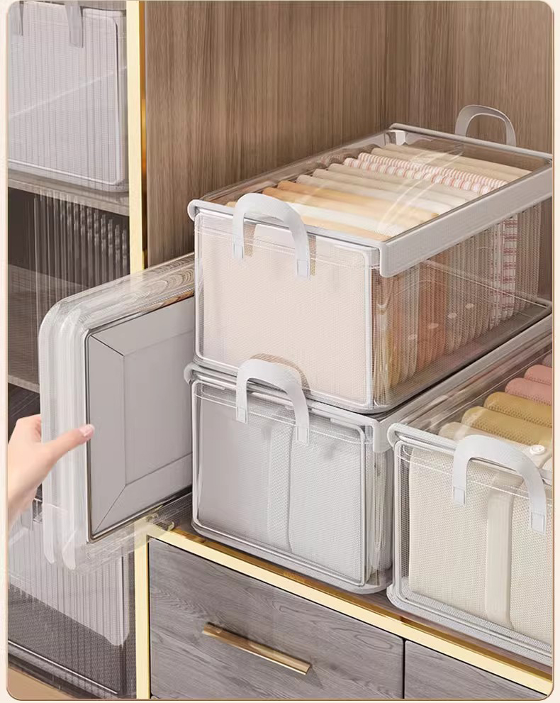 PVC Clear Foldable Basket Stackable Storage Container Durable ...