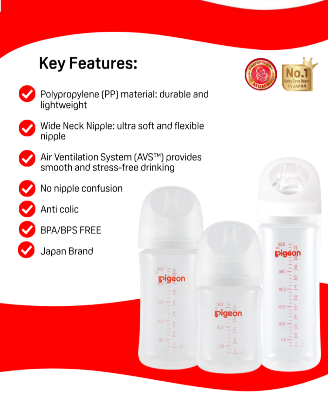 Pigeon Special Bottle Pack - Wide Neck PP Bottle 160ml 0+ Months Pack ...