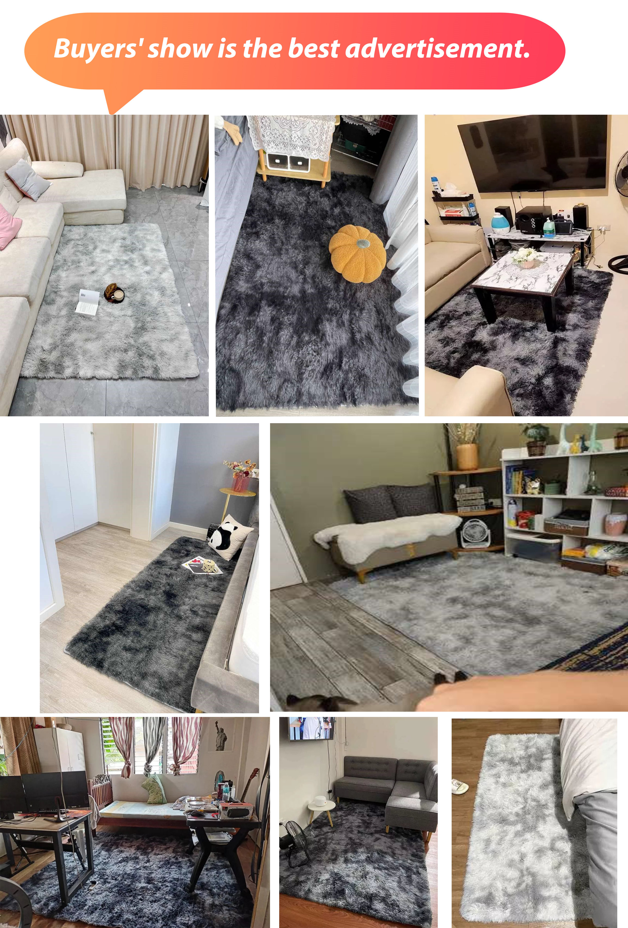 Extra-Large Soft Fluffy carpet rug Gradient color carpet for bedroom ...