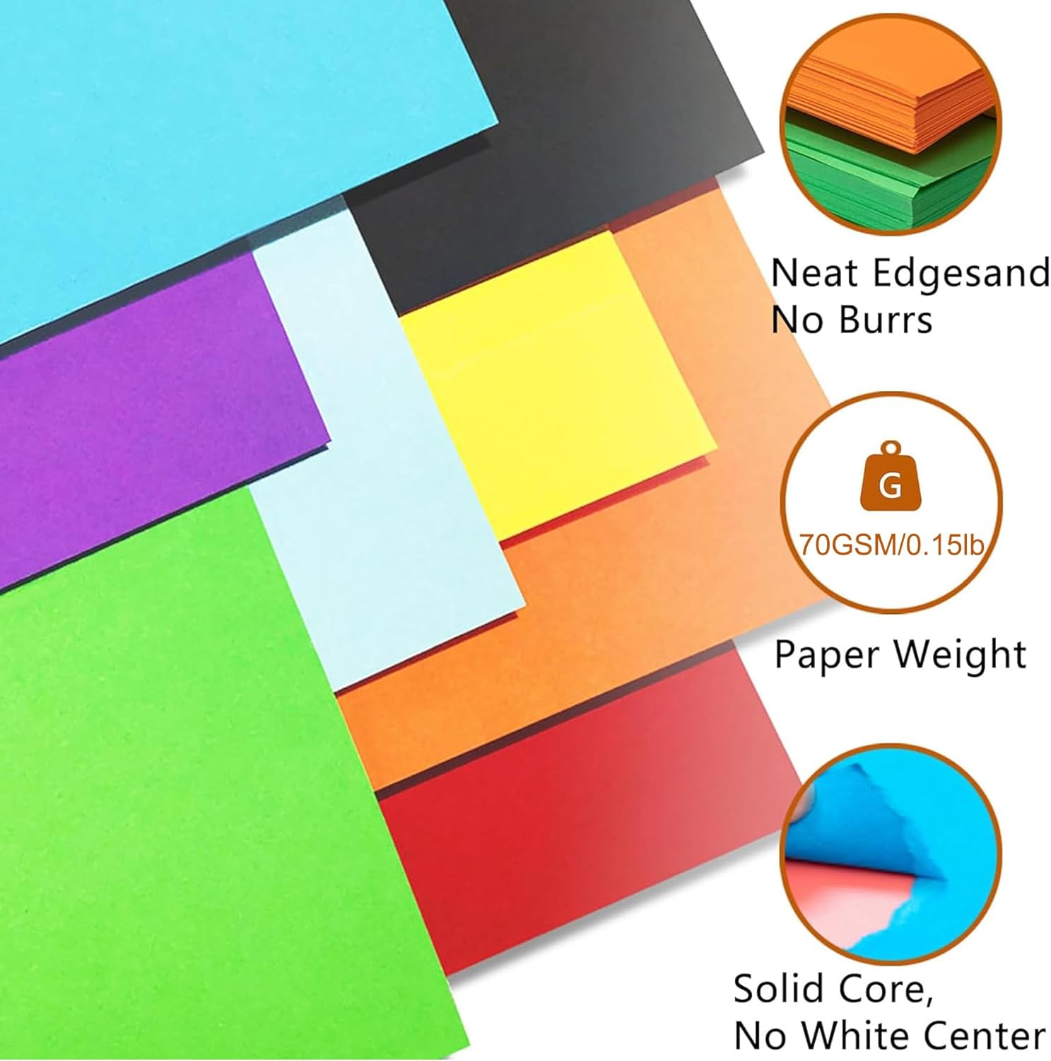 100Pcs Colored A4 Copy Paper 10 Different Colors Crafting Decorating ...