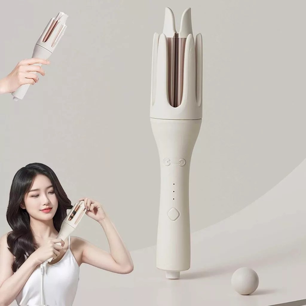 360° Rotating Automatic Curler Iron Ceramic Curler Fast Heating Curling ...