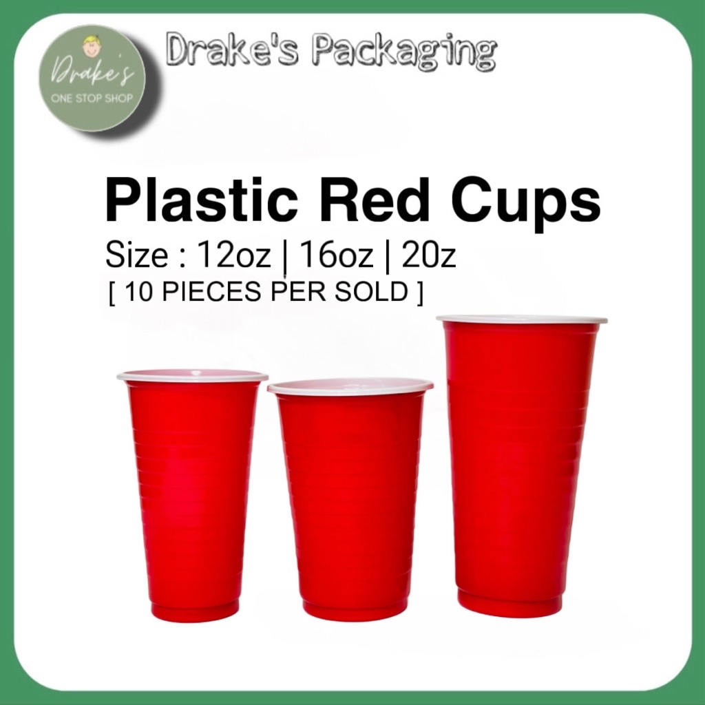 [10 PIECES PER SOLD] Party Red cups 12oz, 16oz & 20oz Plastic red cups ...