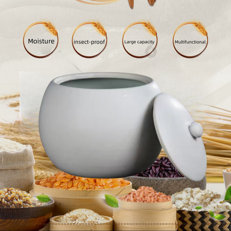 【Fast delivery】Rice dispenser 5kg ceramic container cookie jar ceramic ...