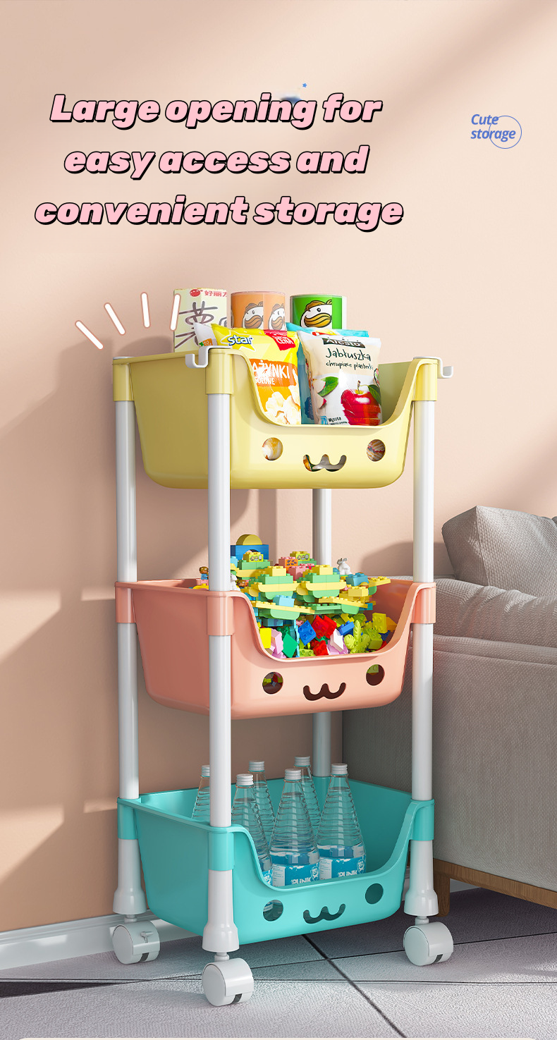 Snacks Rack Plastic Utility Cart Moving Rack Organizer Shelves With ...