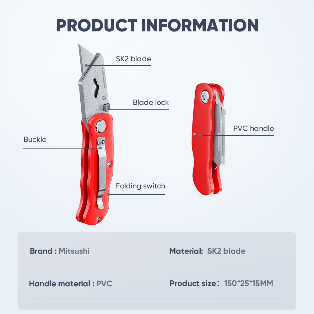 Mitsushi 6 inches Foldable Utility Knives with 3 Blades Cutter Knife ...
