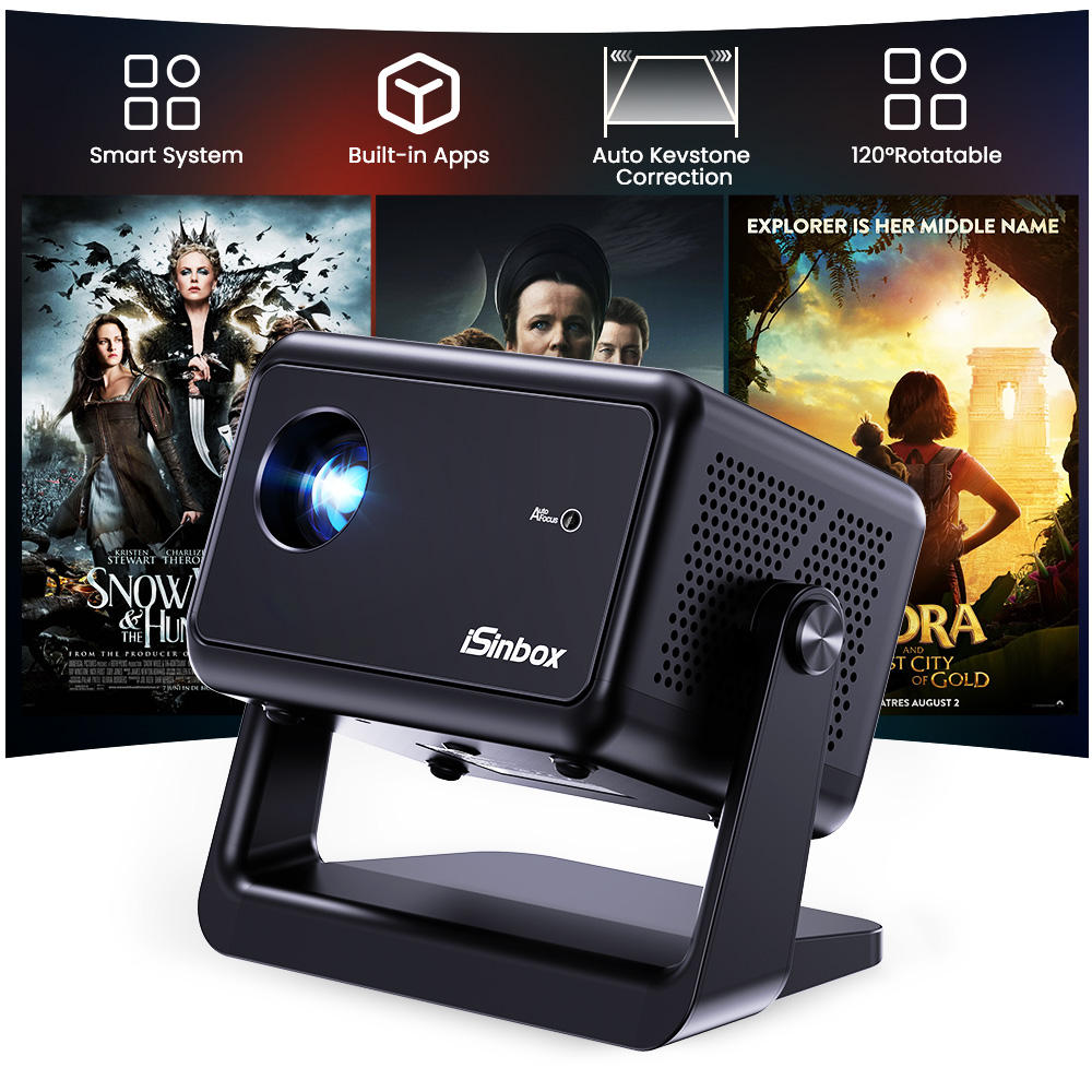 ISINBOX Q8 Smart Projector Wifi 6 Bluetooth Projector Android 9 1080P ...