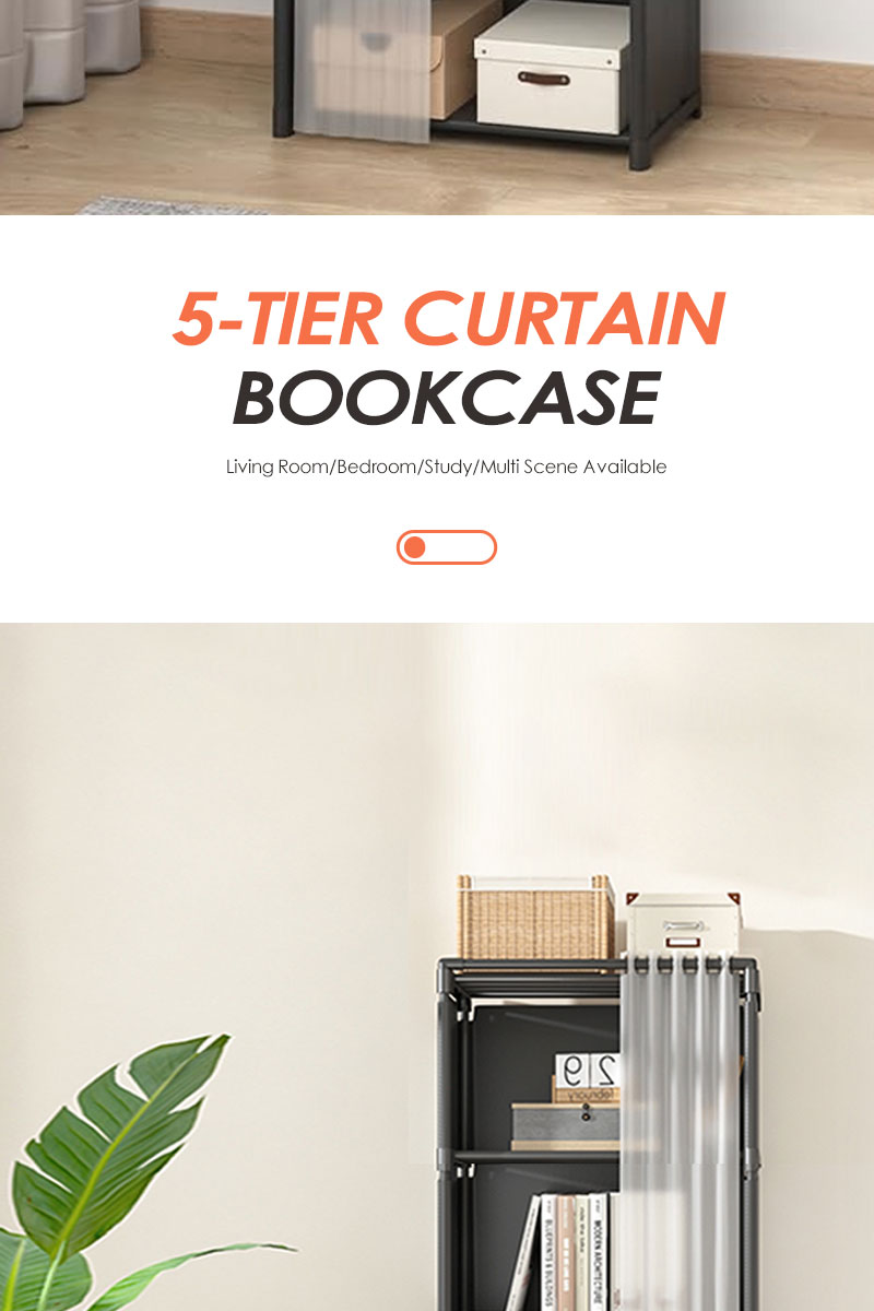 Dustproof Fabric Wardrobe with Curtain Cover Space-Saving Closet ...